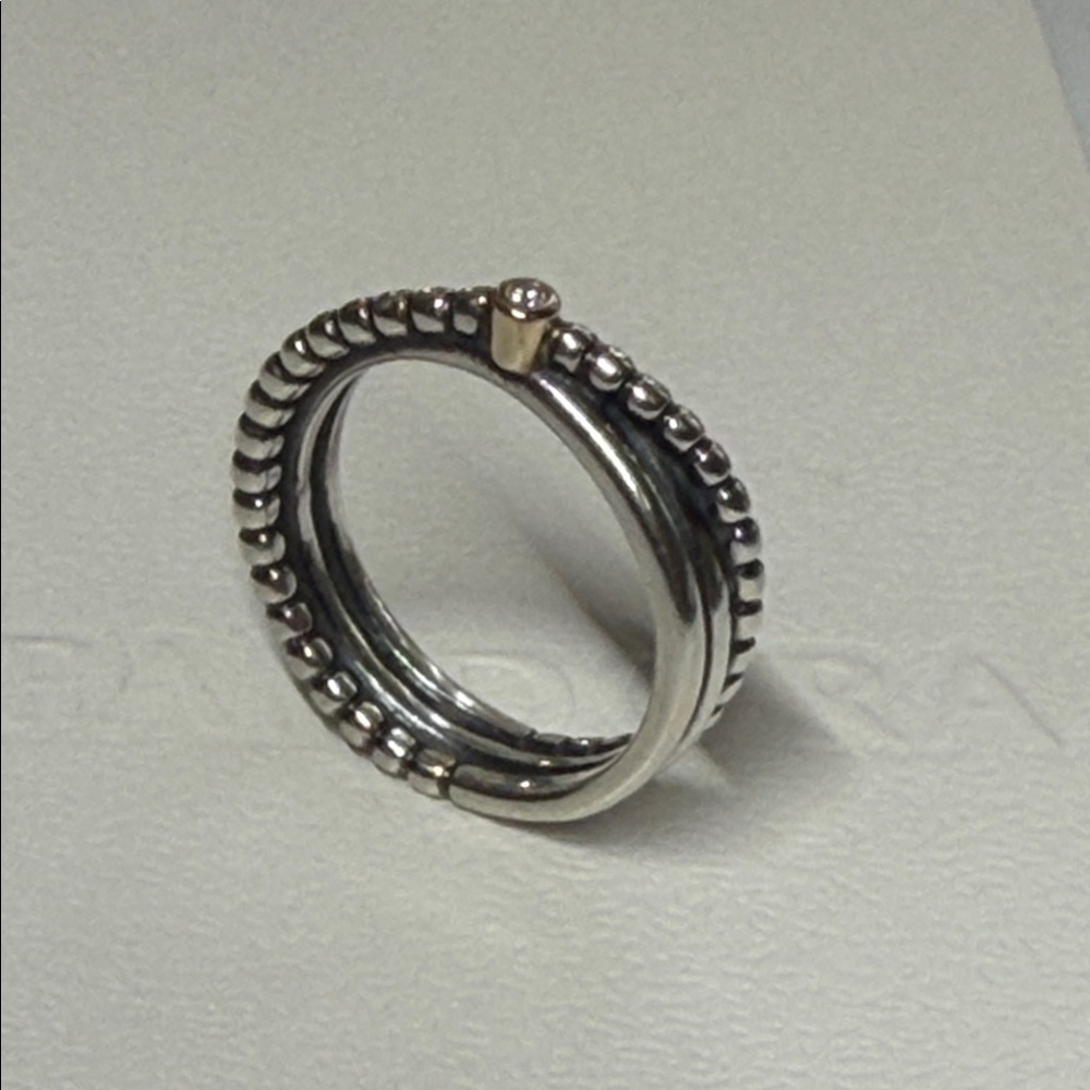 New Pandora Sterling Silver Ale 925 Beaded Women's Ring